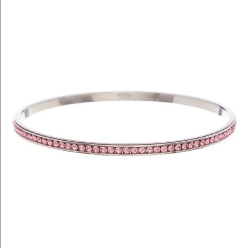 Swarovski sterling silver bracelet bangle with pink crystals